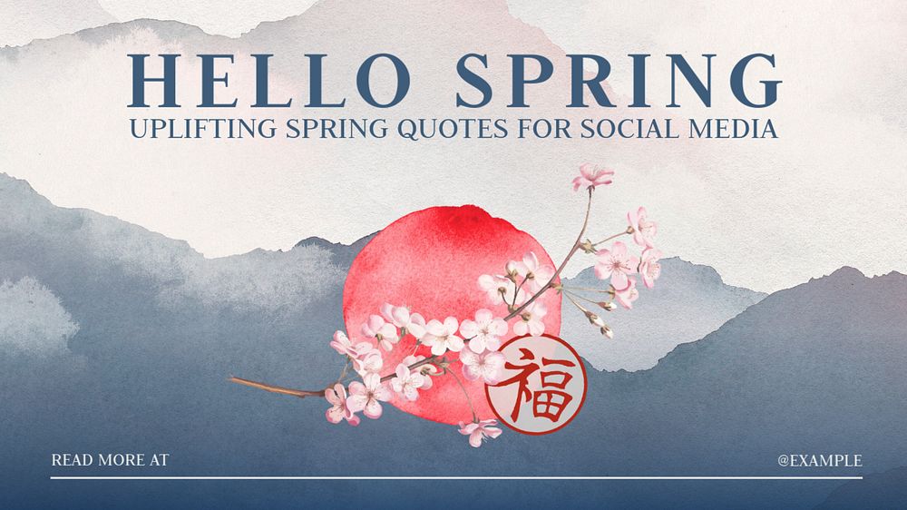 Japanese Spring desktop wallpaper template, editable design