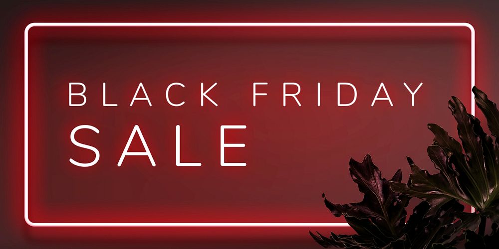 Black Friday Twitter post template, red neon design