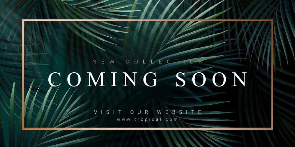 Coming soon Twitter post template, tropical editable design