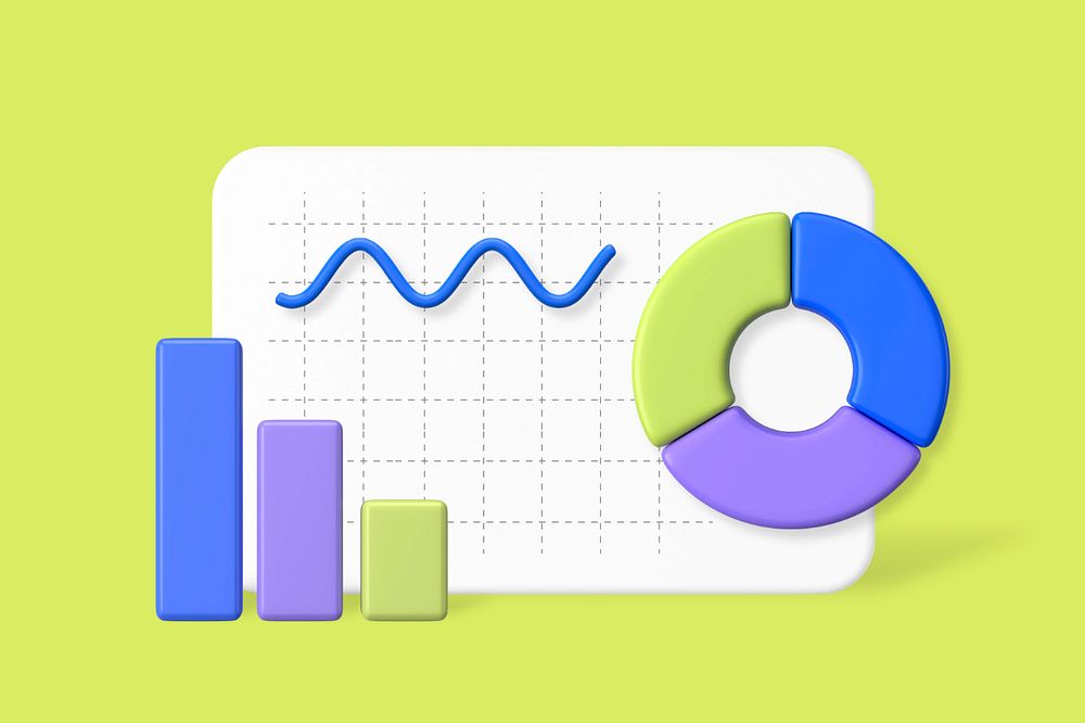 Statistics & graphs, business background, customizable 3D graphic remix design