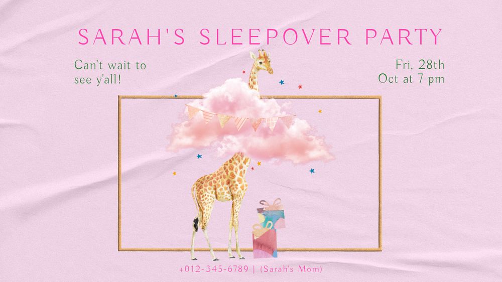 Sleepover party PowerPoint presentation template, editable design