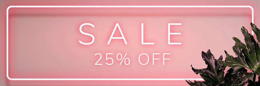 Neon sale Twitter header template, pink editable design