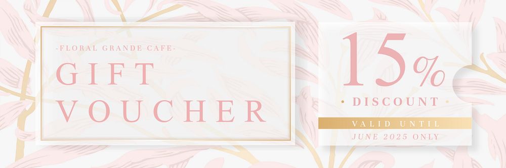 Gift voucher Twitter header template, pink editable design