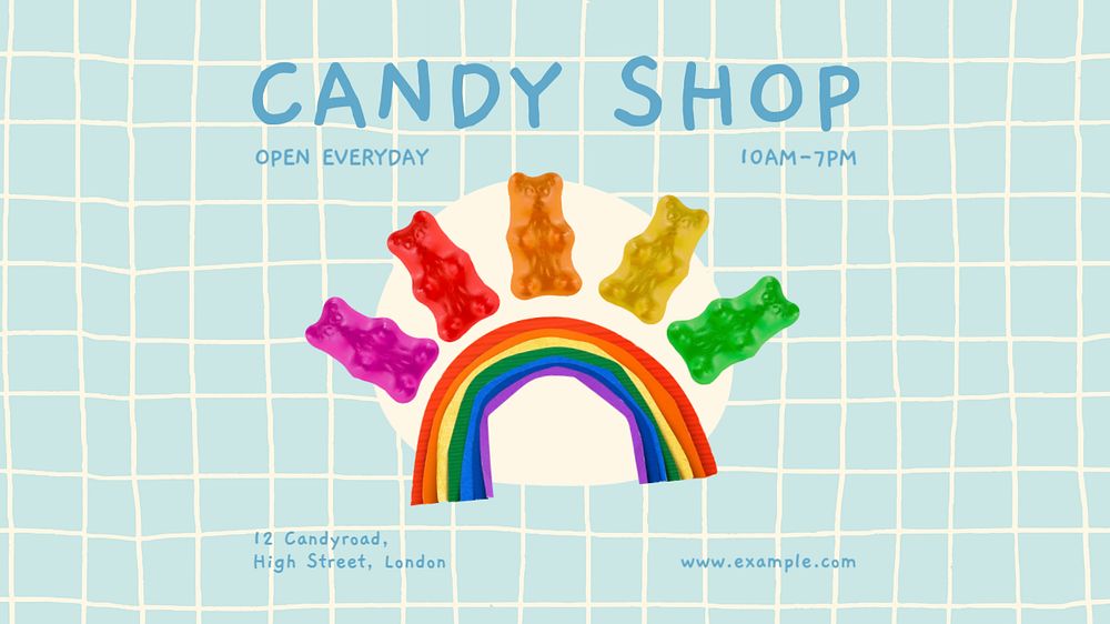 Candy shop desktop wallpaper template, editable design