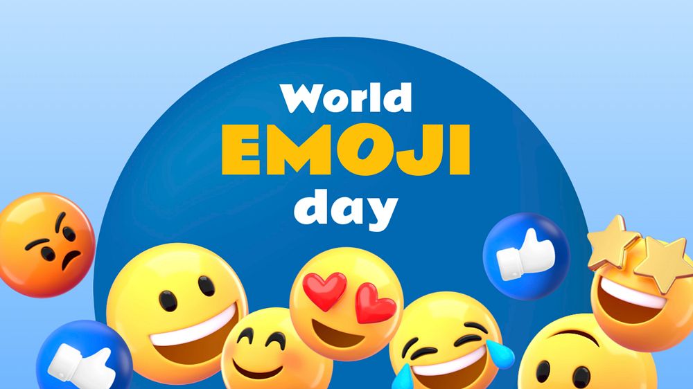 Emoji day Facebook cover template, editable design