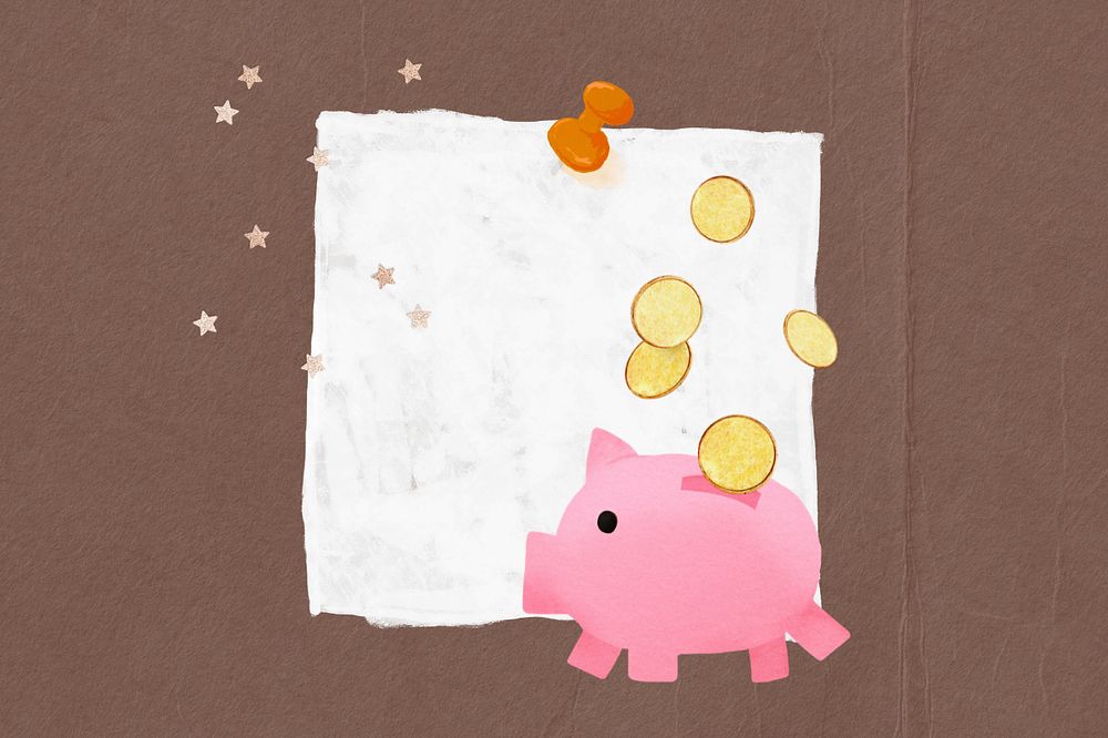 Piggy bank note paper, editable finance collage design