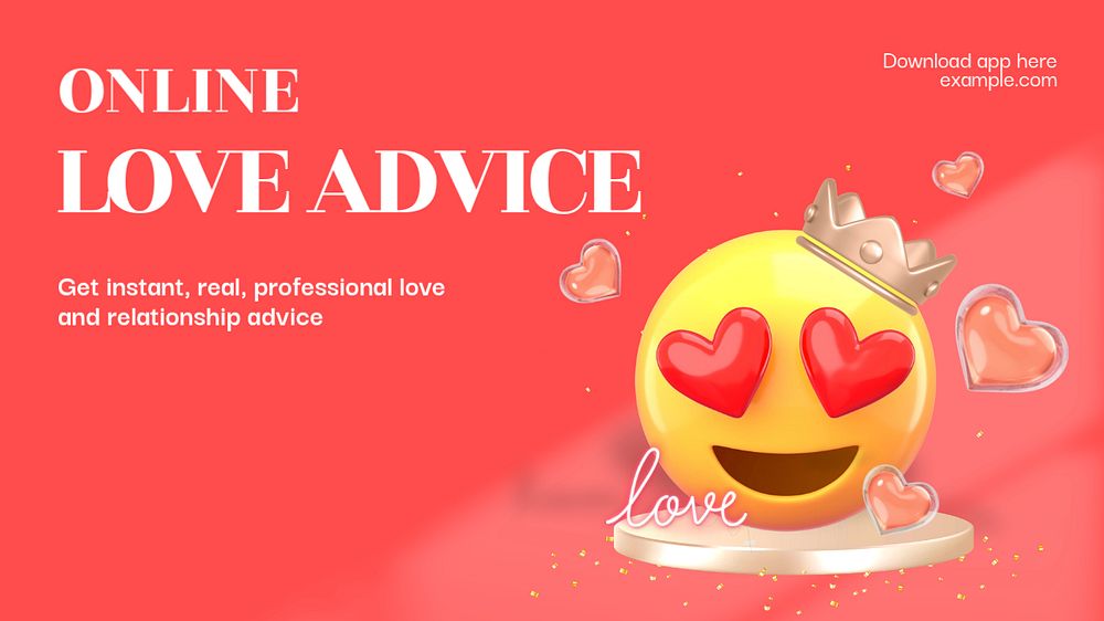 Love advice YouTube thumbnail template, editable design