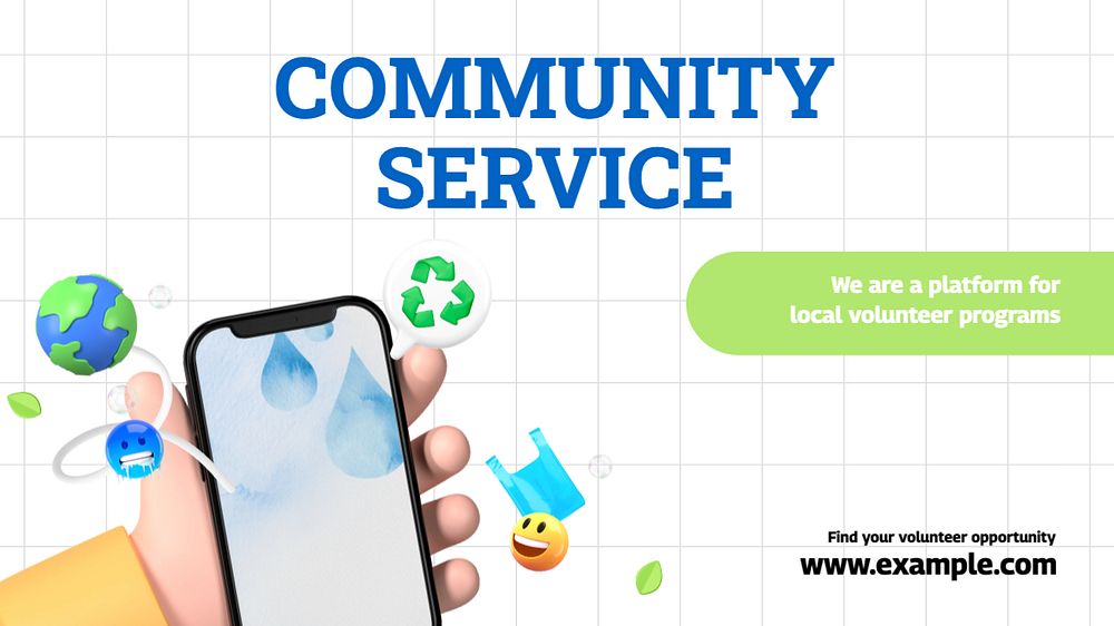 Community service YouTube thumbnail template, editable design