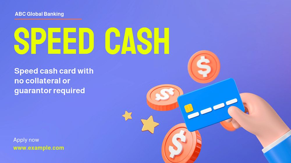 Speed cash blog banner template, editable design