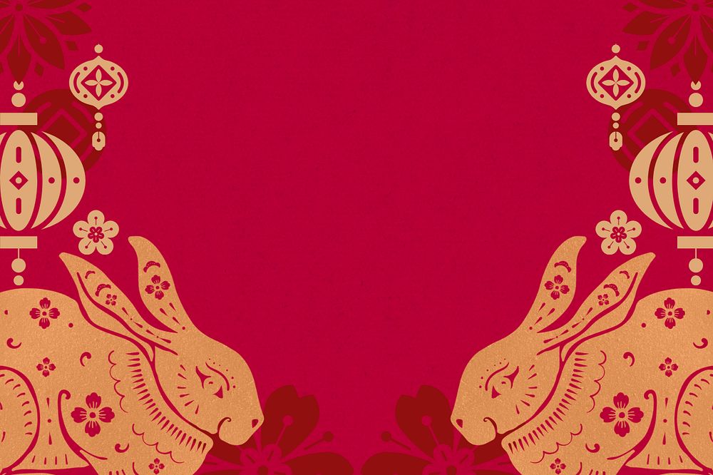 Festive Chinese rabbit background, New Year celebration, editable design