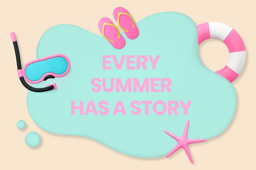 Summer quote, cute 3D template with editable text