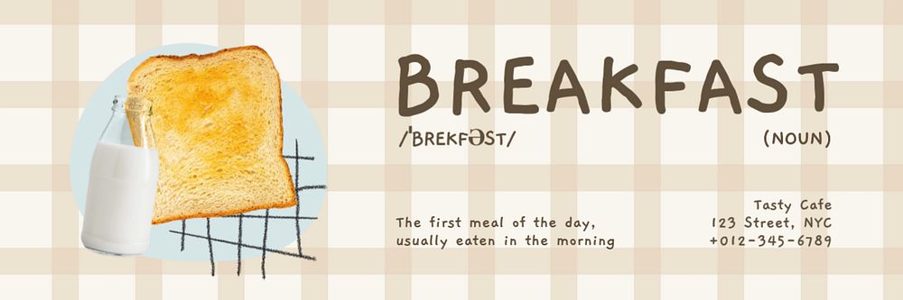 Breakfast aesthetic Twitter header template, editable design