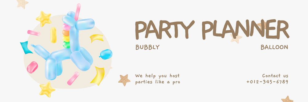 Party planner Twitter header template, editable design