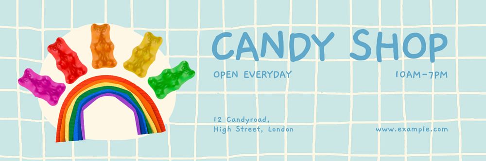 Candy shop Twitter header template, editable design