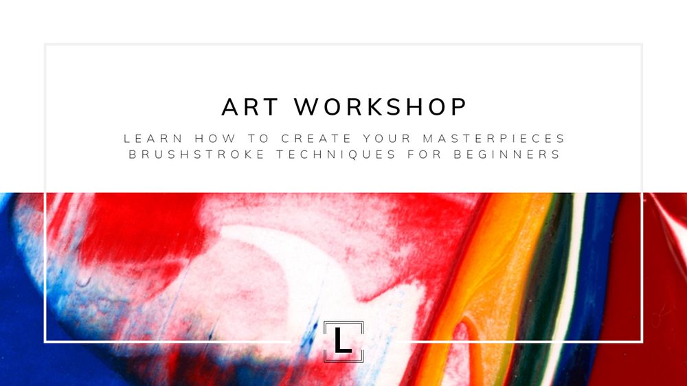 Brushstroke texture blog banner template, editable art workshop design