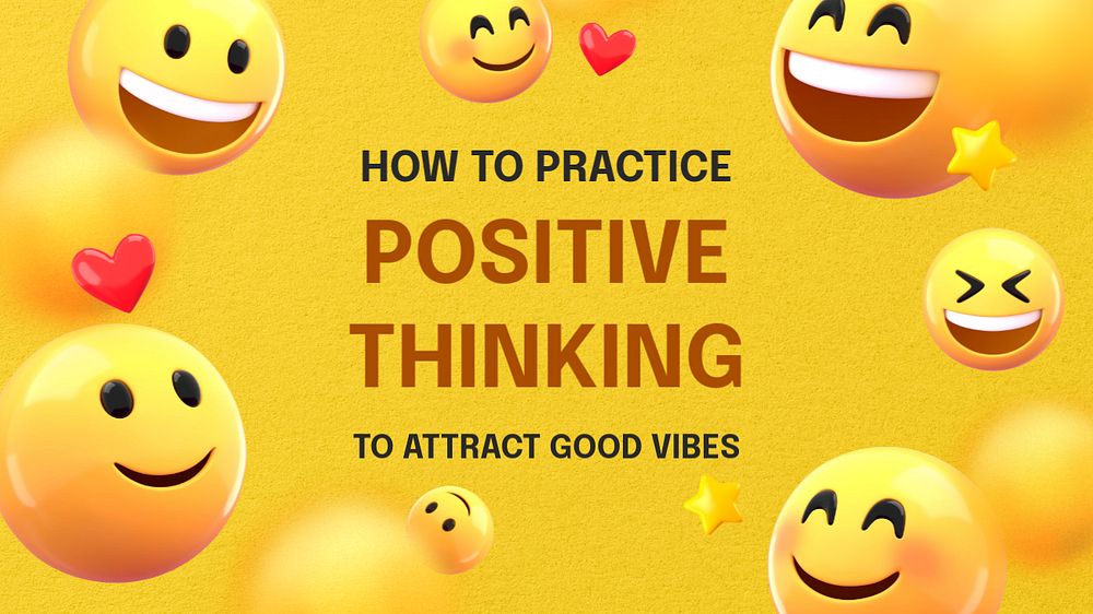 Positive thinking YouTube thumbnail template, editable design