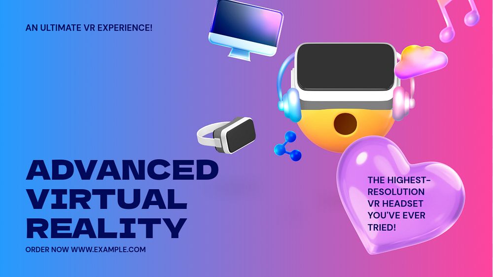 Virtual reality blog banner template, editable design