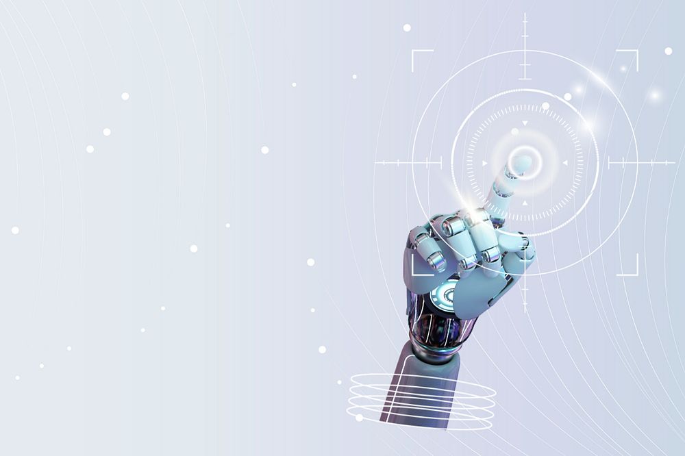 Robot hand background, editable digital remix design