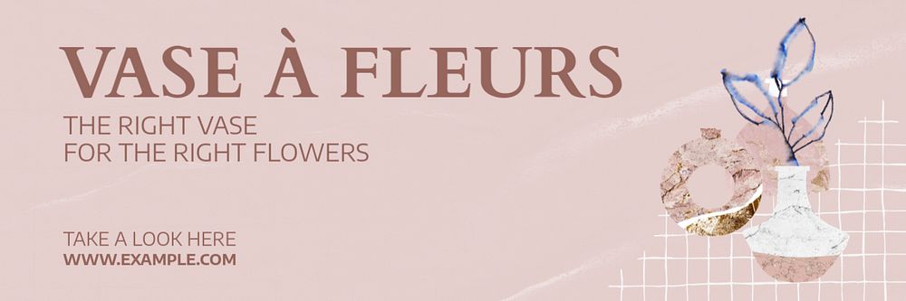 Vase flower Twitter header template, editable design