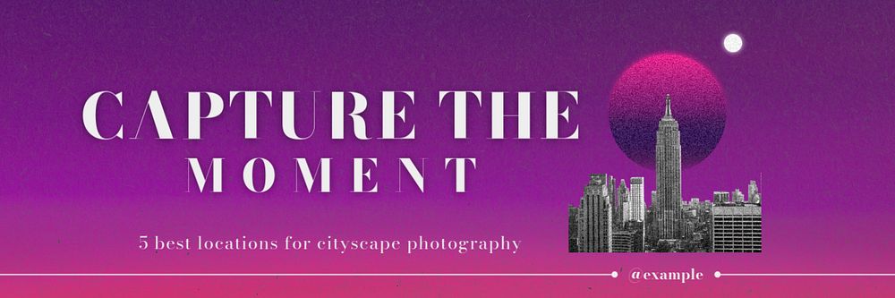 Retro cityscape Twitter header template, editable design