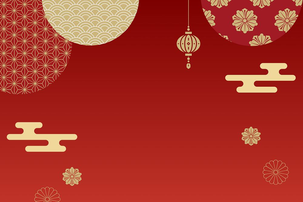 Red Chinese oriental background, gold festive, editable design