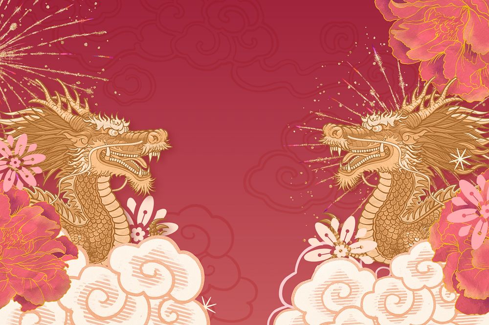 Festive Chinese dragon background, New Year celebration, editable design