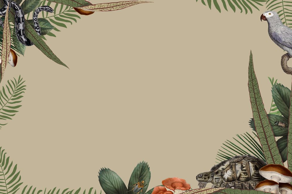 Exotic animal frame background, editable design