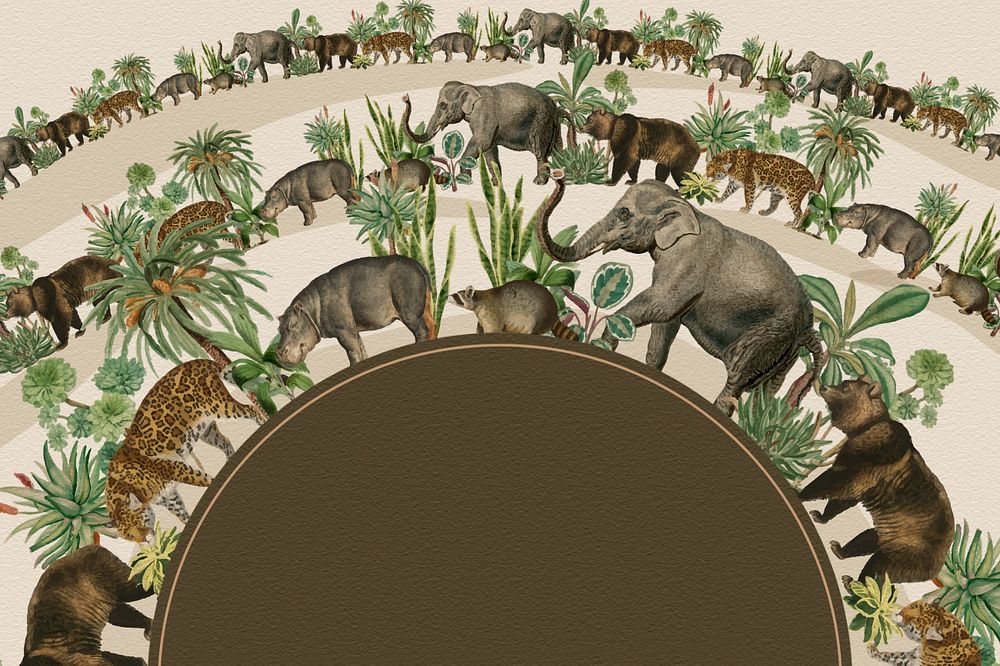 Wild animal pattern background, editable frame design