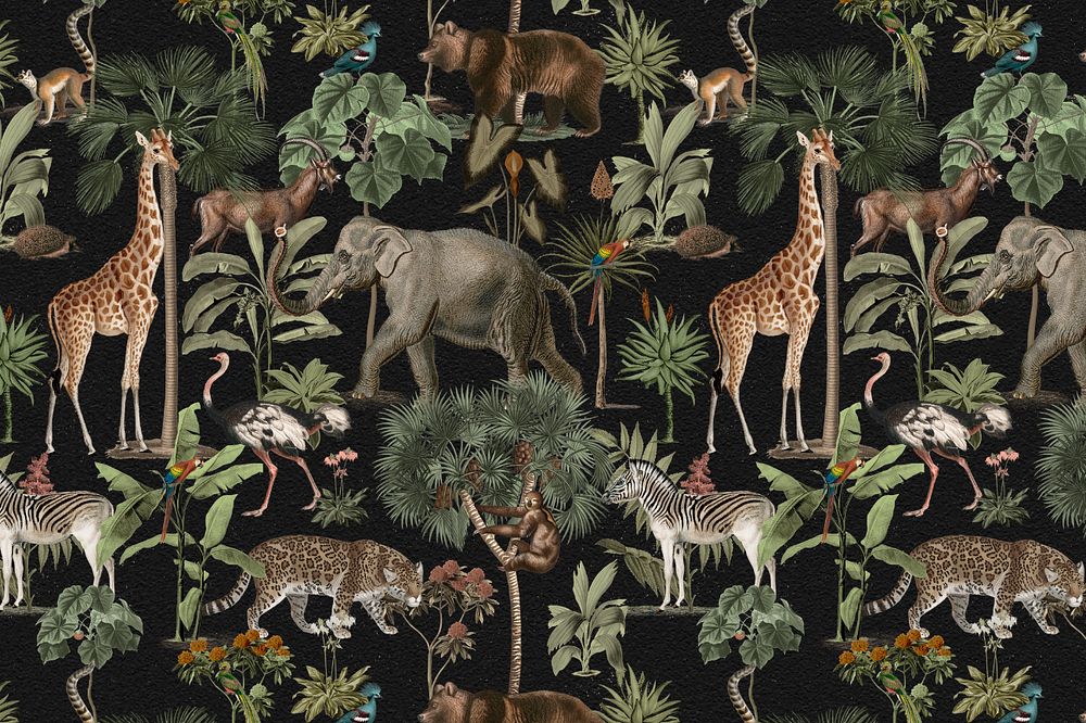 Wild animal pattern background, editable design