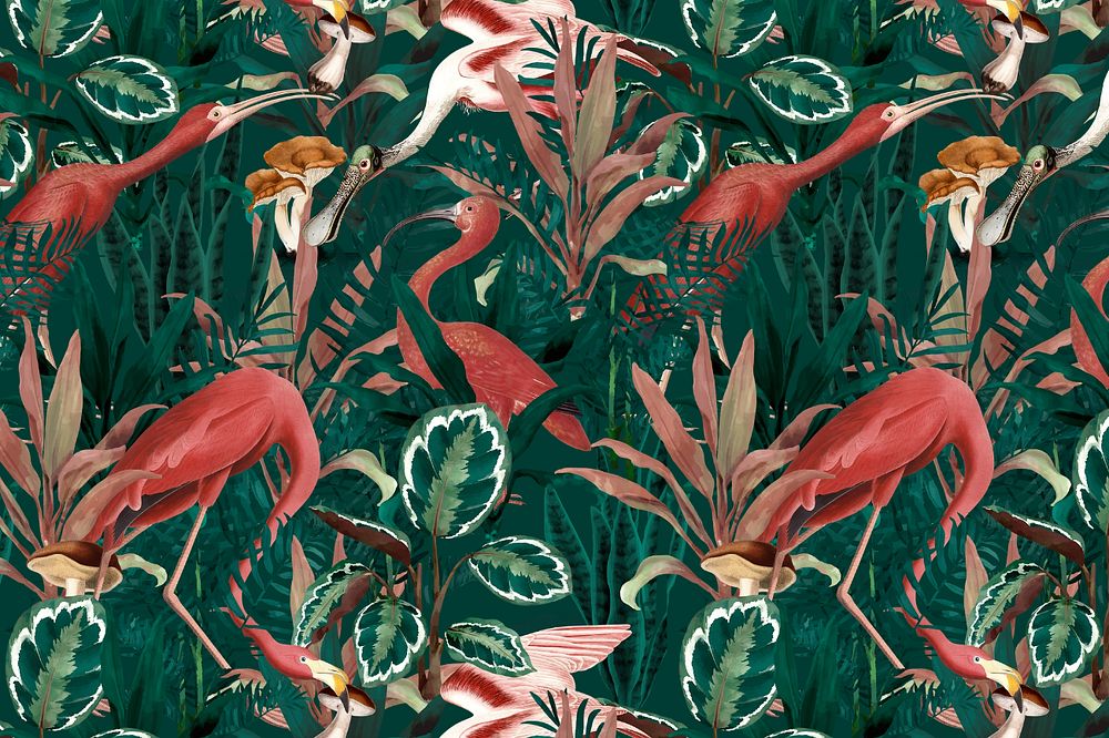 Tropical flamingo pattern background, editable design