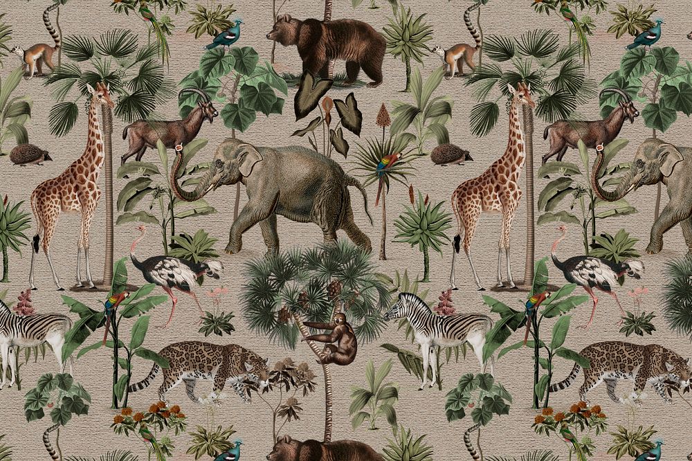 Wild animal pattern background, editable design