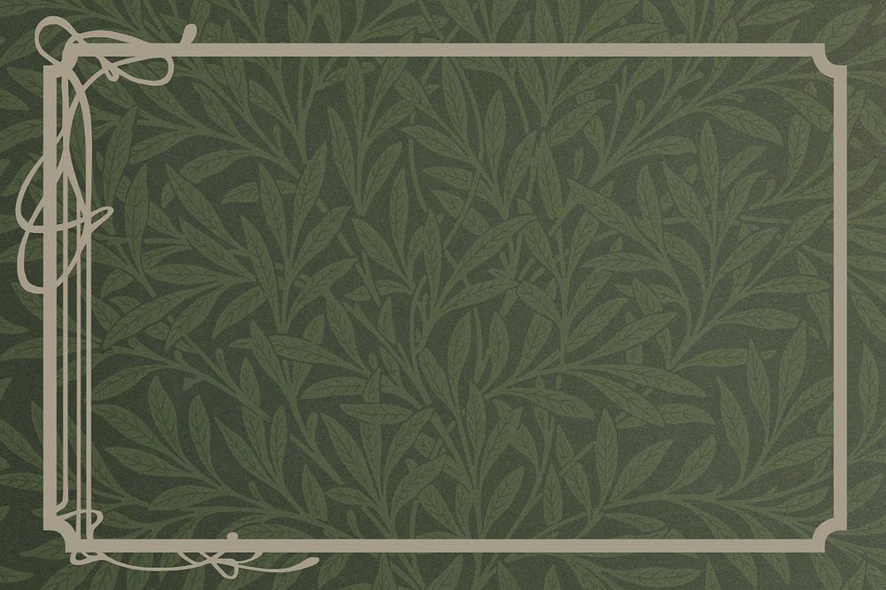 William Morris' patterned background, leaf frame, remixed by rawpixel, editable design