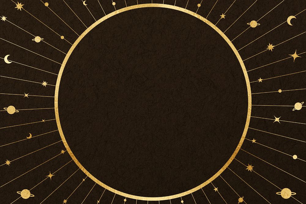 Celestial astrology frame background, brown textured design, editable design