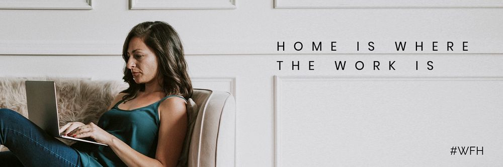 WFH woman email header template, editable design