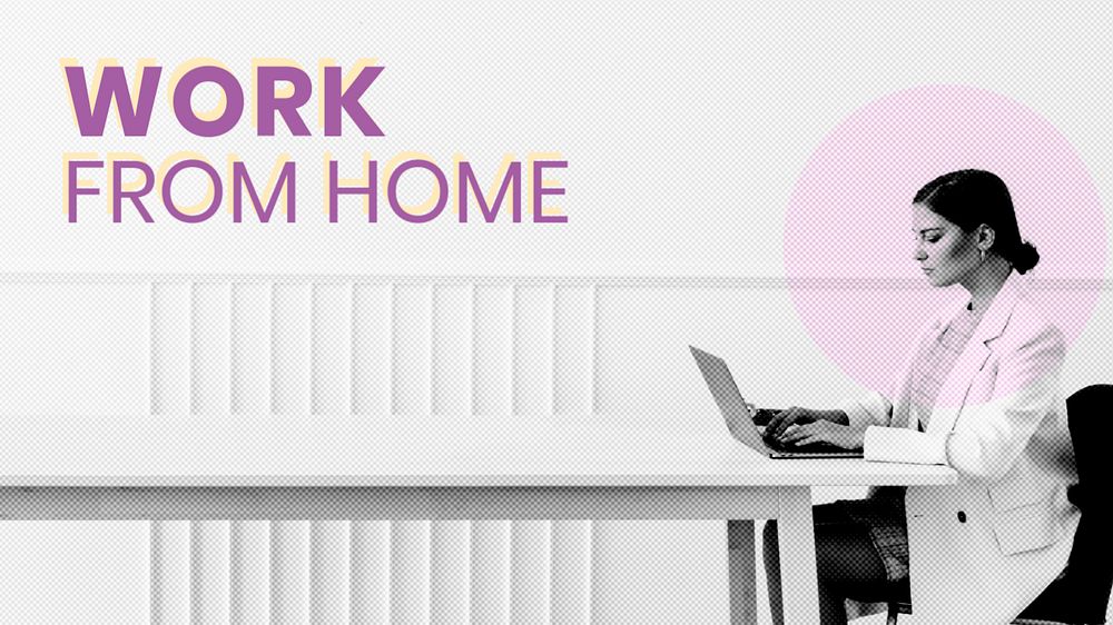 WFH businesswoman blog banner template, editable design