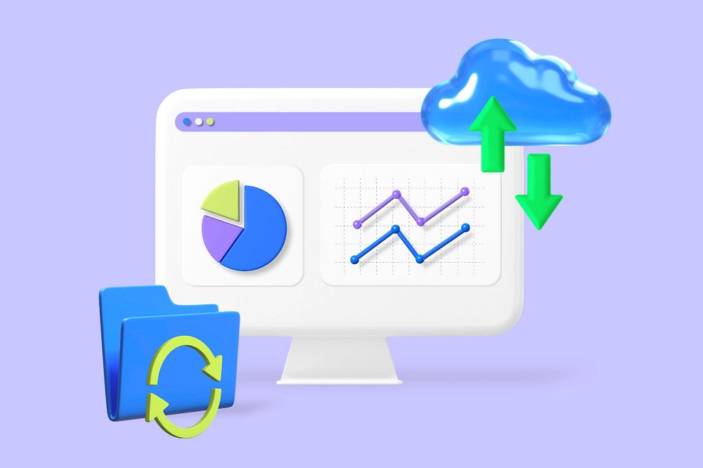 Cloud data storage background, customizable 3D graphic remix design