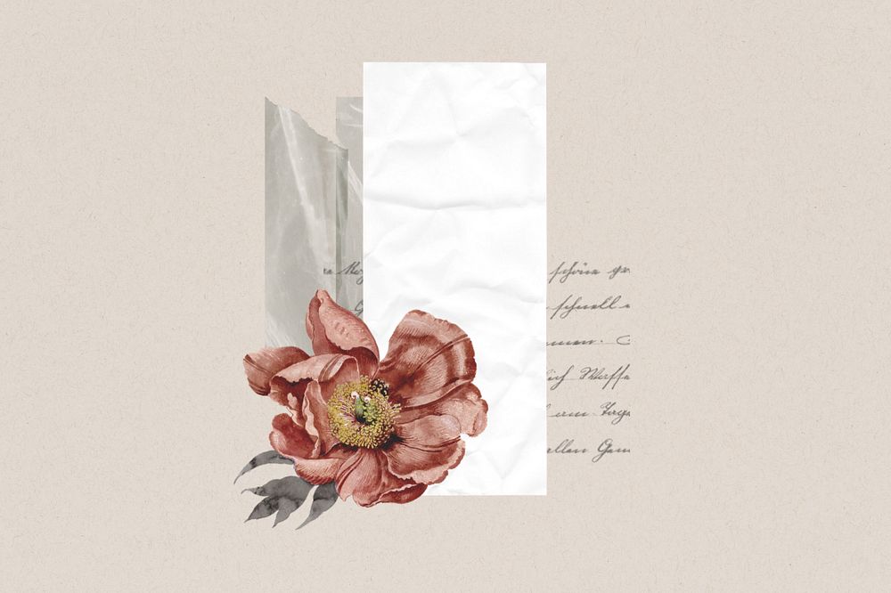 Vintage pink flower paper background collage element remix design