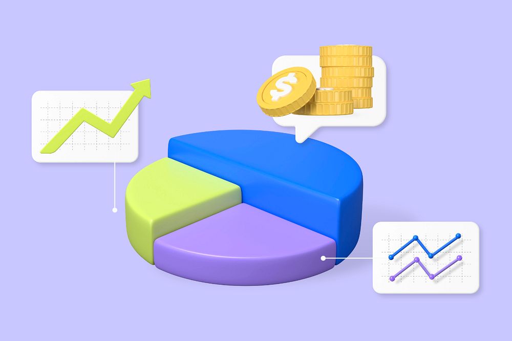 Expenditure tracker graph background, customizable 3D graphic remix design