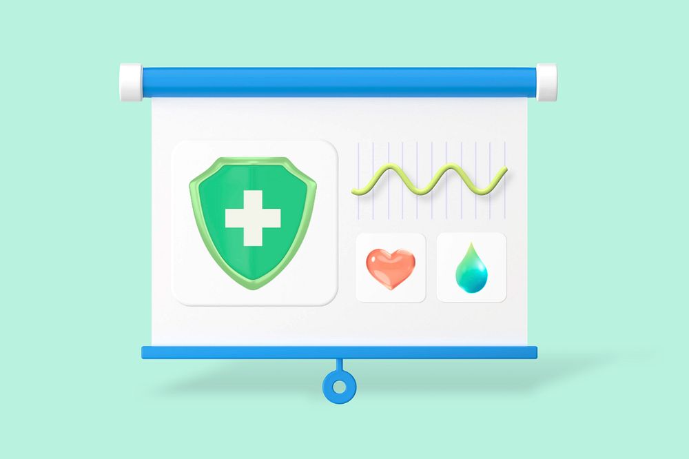 Medical information, green background, customizable 3D graphic remix design