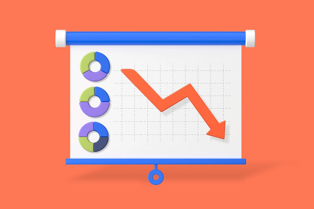 Business loss analysis background, customizable 3D graphic remix design