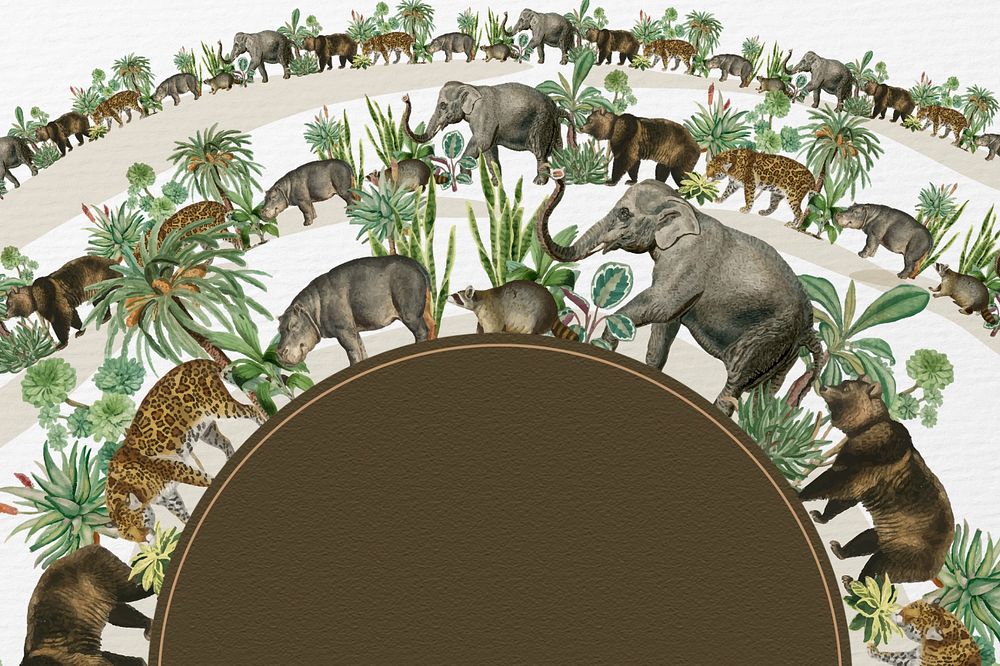 Wild animal pattern background, editable frame design