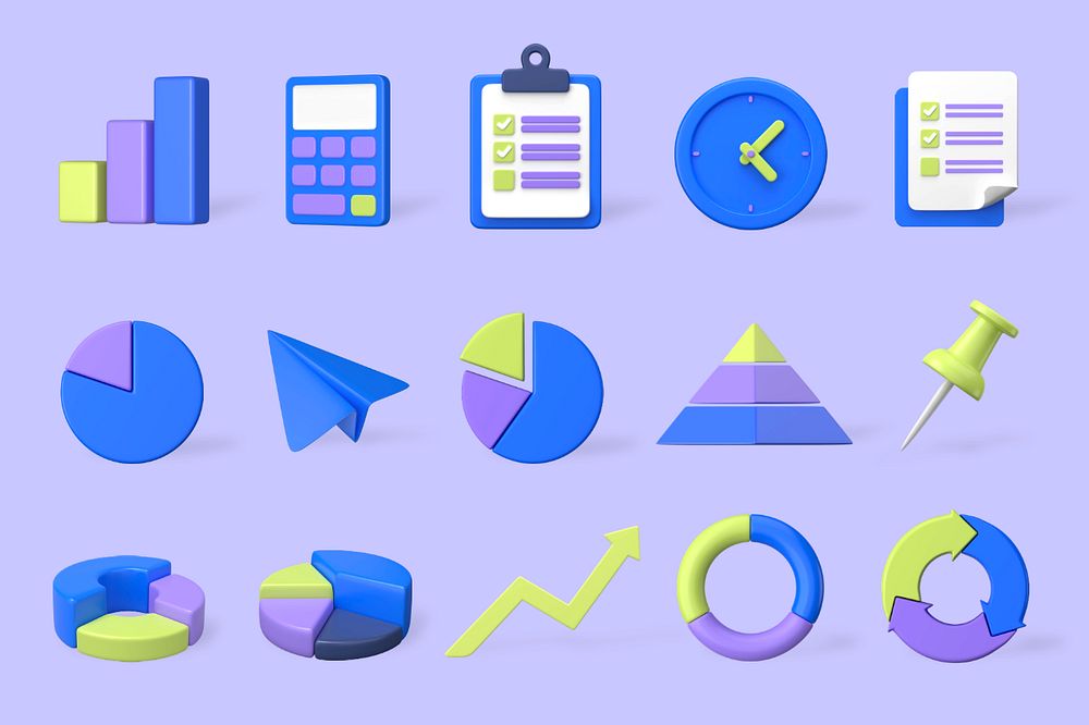 Corporate business 3D icon set, editable stickers