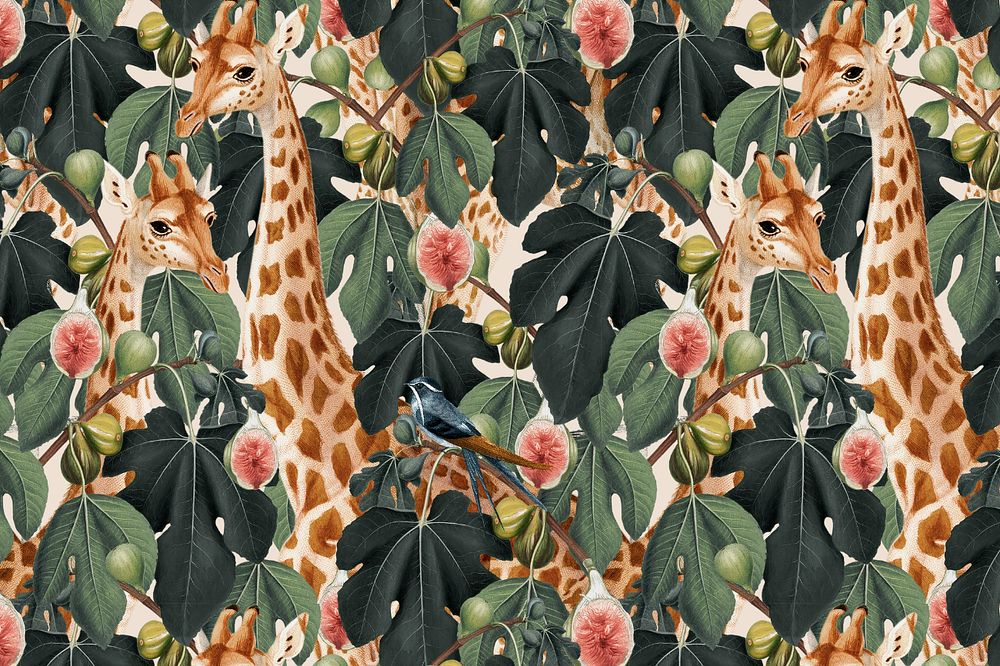 Vintage giraffe pattern background, editable design