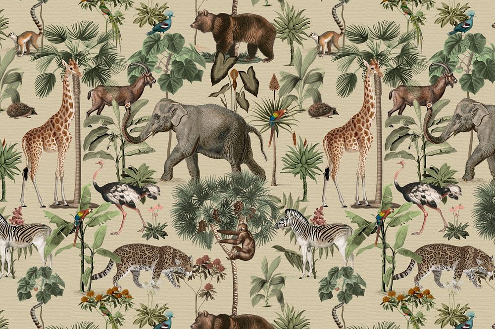 Wild animal pattern background, editable design