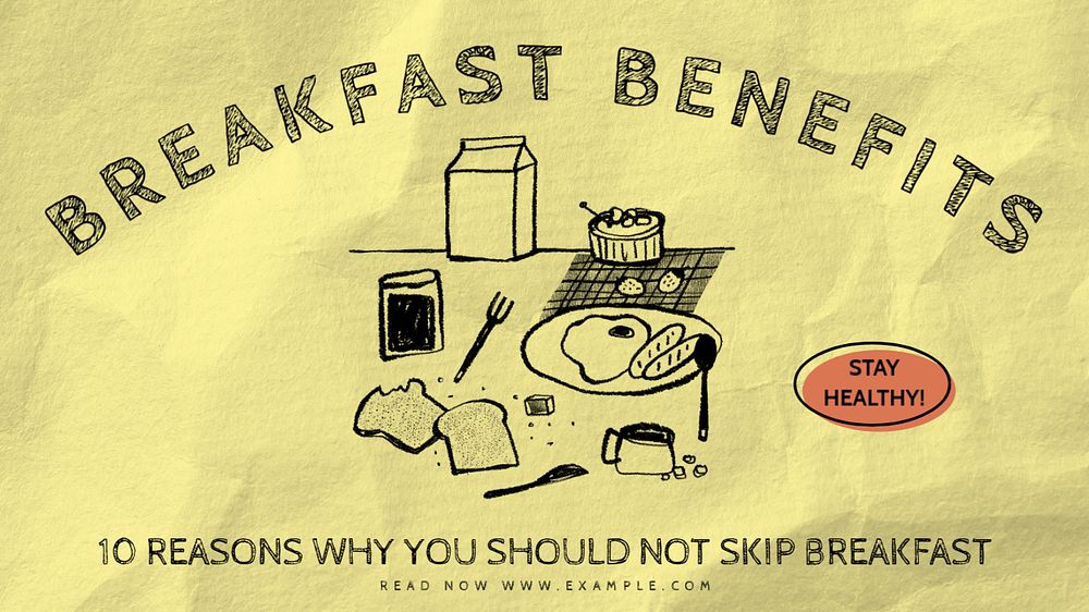 Breakfast doodle blog banner template, editable design