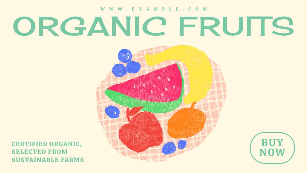 Colorful fruits blog banner template, editable design