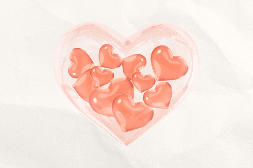 3D crystal hearts background, Valentine's celebration, editable design