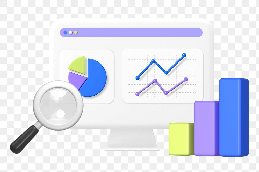 Digital marketing data & statistics 3D sticker, editable graphic remix element