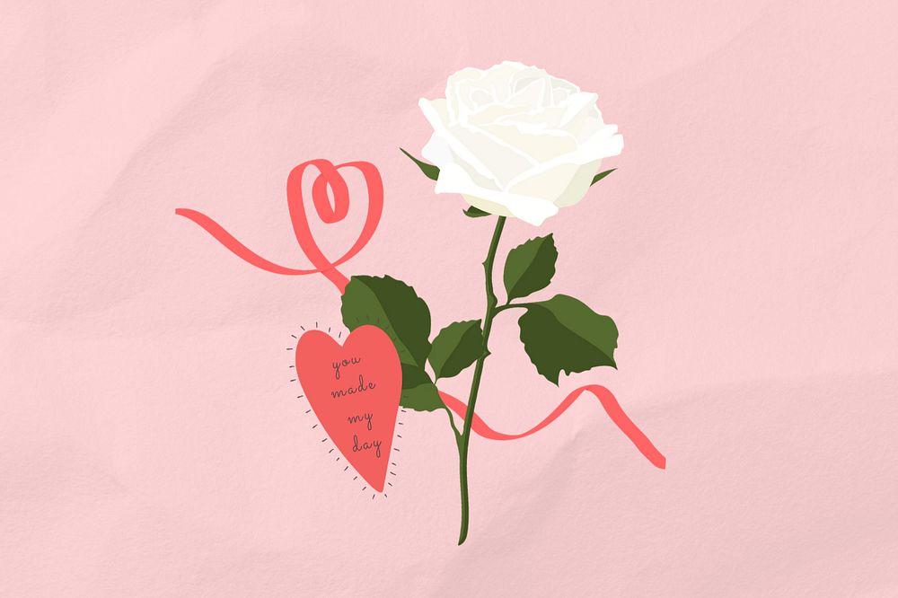 Valentine's white rose background, flower graphic, editable design