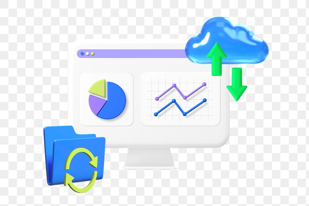 Cloud data storage 3D sticker, editable graphic remix element